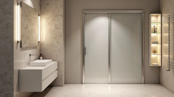 Gagnez de l'espace avec une porte coulissante dans votre salle de bain